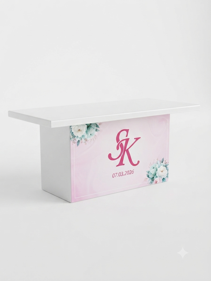 Wooden High Table With Sticker & Initials
