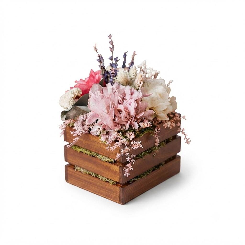 Flower Crate Center Piece + Table Runner