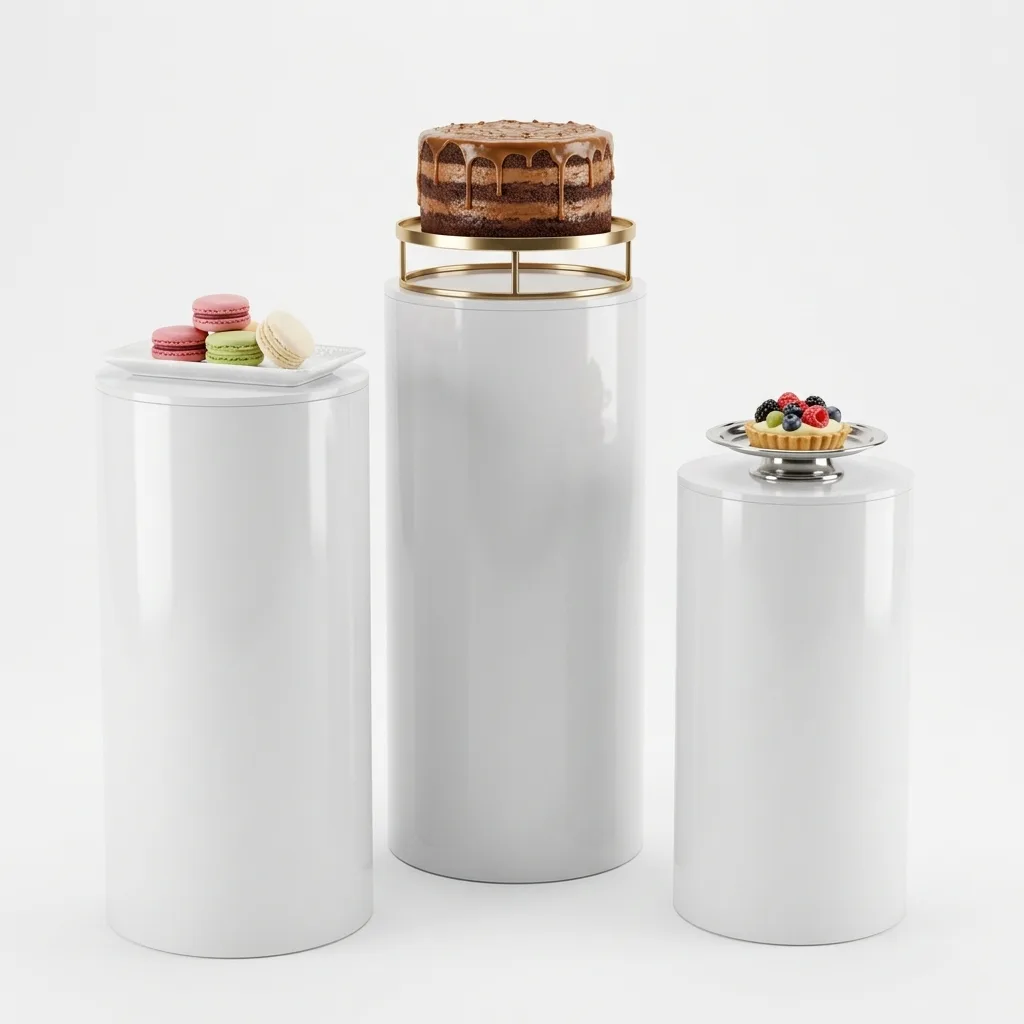 High-Gloss Cylinder Pedestals (Set of 3)